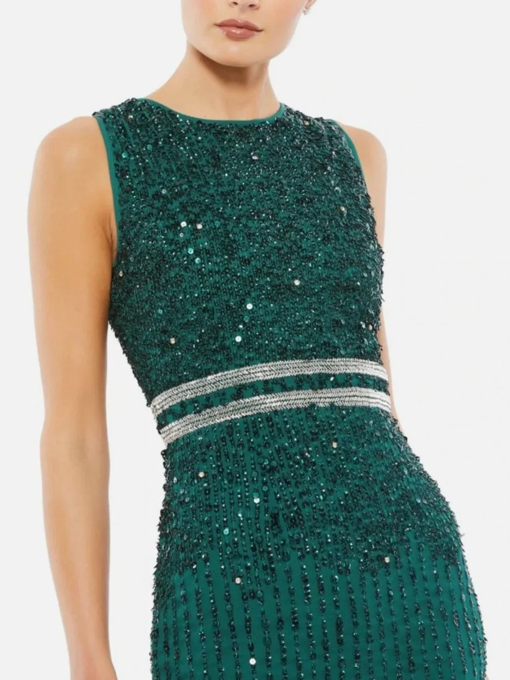 Mac Duggal Emerald Green Embellised Midi Sheath Dress NWT sz 6 - Picture 4 of 8